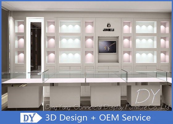 คุณภาพ  OEM 1200MM Wooden White Single Tier Glass Jewellery Glass Counter โรงงาน