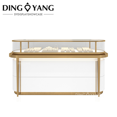 กล่องแสดงเครื่องประดับขนาดใหญ่ สําหรับร้านขายเครื่องประดับ สีทอง สายผมสีทอง สแตนเลสและแก้วที่ใส