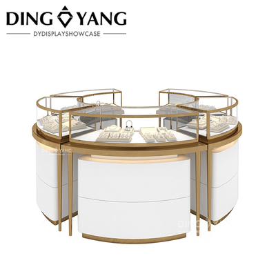 กล่องแสดงเครื่องประดับขนาดใหญ่ สําหรับร้านขายเครื่องประดับ สีทอง สายผมสีทอง สแตนเลสและแก้วที่ใส