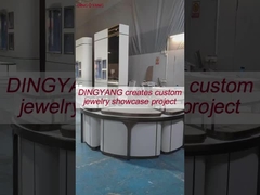 ตู้แสดงภาพกระจกสีขาวแบบฝึกหัดจากไม้ รูปทรงกลมแบบแฟชั่น